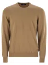 Fedeli Argentina - Baby Cashmere Crew-neck Sweater In Orange