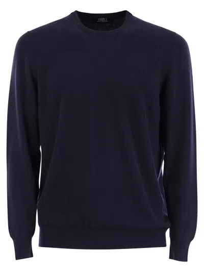 Fedeli Argentina - Baby Cashmere Crew-neck Sweater In Blue