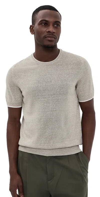 Fedeli Argentina Irlanda Cotton Linen Roundneck Tee Beige In Neutral