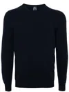 Fedeli Crew-neck Ribbed Cashmere Jumper In Blue