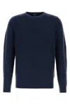 Fedeli Navy Blue Stretch Wool Blend Sweater In Blue