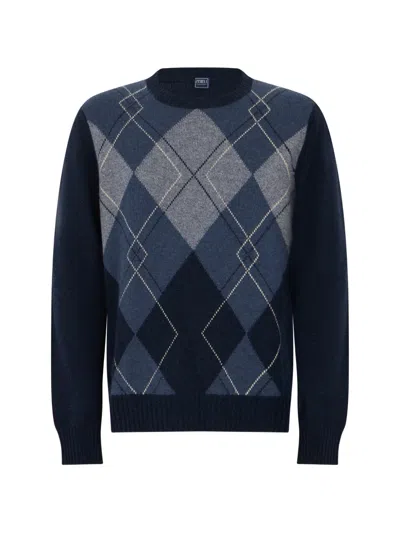 Fedeli Argyle-intarsia Cashmere Sweater In Blue