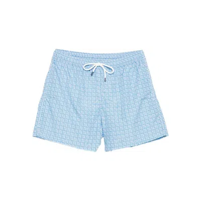 Fedeli Madeira Geometric-pattern Swim Shorts In Blue