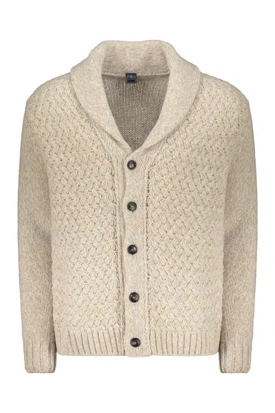 Fedeli Knitted-texture Shawl-collar Cardigan In Brown