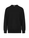 Fedeli Man Black Cashmere Pullover With Round-neck In Black