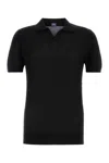 Fedeli Polo Shirt Cotton Ribbed Texture In Black