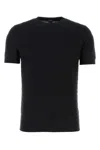 Fedeli Ribbed Hem Short Sleeves Textured Pattern In Black