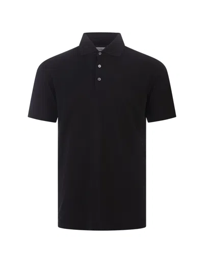 Fedeli Black Light Cotton Piquet Polo Shirt