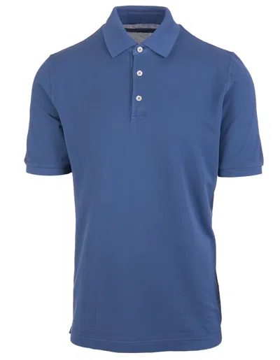Fedeli Blue Cotton Piqué Polo Shirt