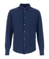 Fedeli Oxford Shirt With Curved Collar And Hem In Blue