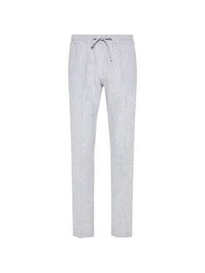 Fedeli Bonifacio Striped Drawstring Trousers In Gray