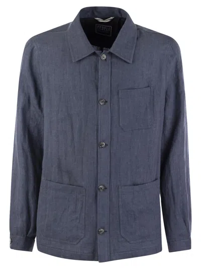 Fedeli Bristol - Linen Jacket In Blue