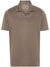 Fedeli Cotton Polo Shirt With Open Collar In Brown