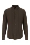 Fedeli Oxford Shirt With Cuffed And Long Sleeves In Brown