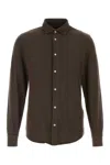 Fedeli Oxford Shirt With Cuffed And Long Sleeves In Brown
