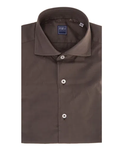 Fedeli Man Brown Lightweight Cotton Shirt