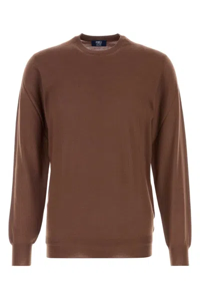 Fedeli Virgin Wool Sweater In Brown
