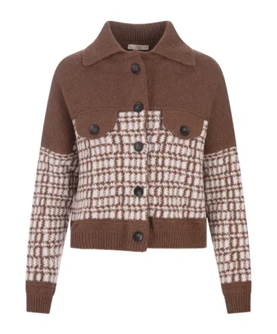 Fedeli Button Knitted Cardigan In Brown