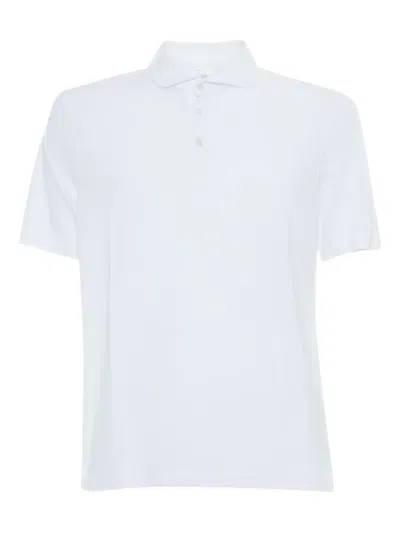 Fedeli Short-sleeve Knit Polo Shirt With Buttoned Placket In White