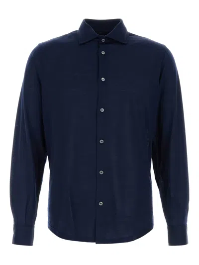 FEDELI BUTTONED-FRONT WOOL SHIRT