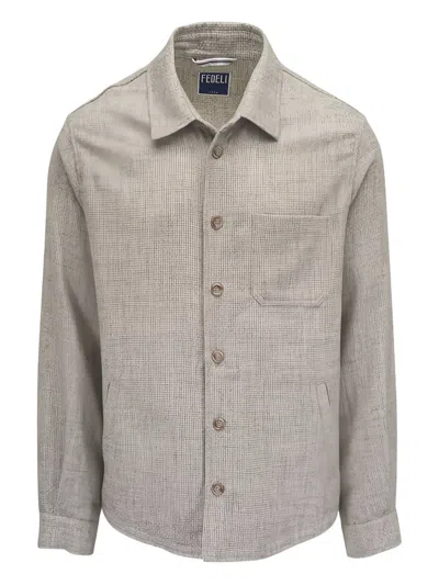 Fedeli Buttoned Pocket Overshirt In Neutral