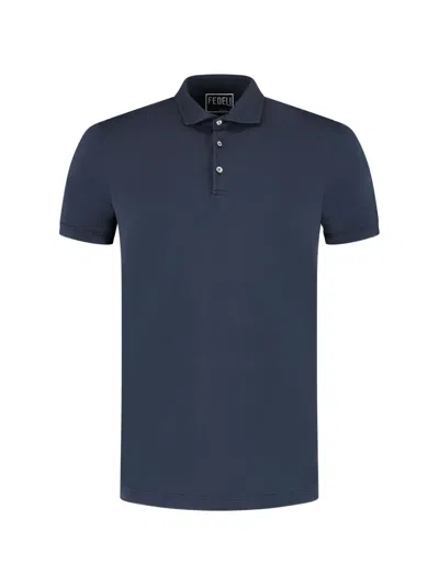 Fedeli Buttoned Polo Shirt In Blue