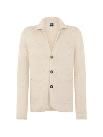 Fedeli Button-up Knit Cardigan In Neutral