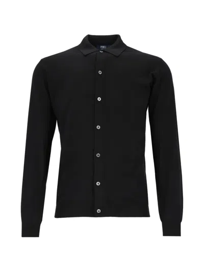 Fedeli Button-up Knitted Cardigan In Black
