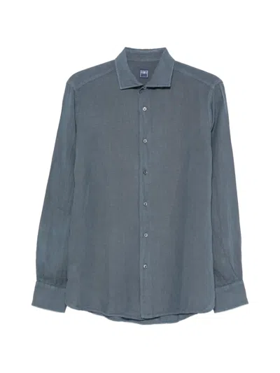 Fedeli Button-up Long-sleeve Shirt In Gray