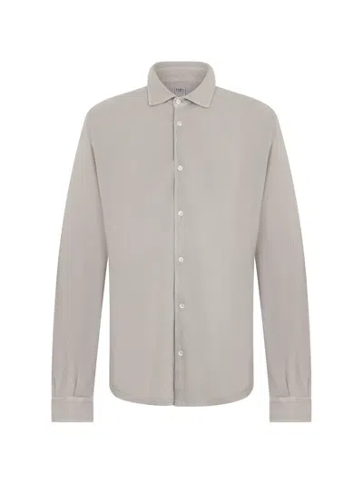 Fedeli Button-up Long-sleeve Shirt In Gray