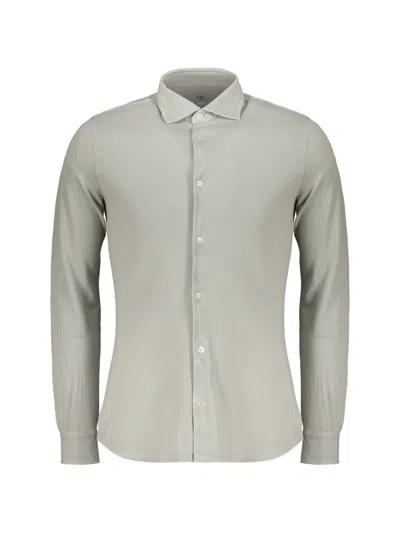 Fedeli Button-up Long-sleeve Shirt In Gray