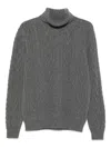 Fedeli Cable-knit Turtleneck Sweater In Gray