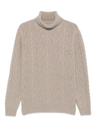 Fedeli Cable-knit Turtleneck Sweater In Gray