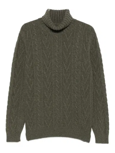 Fedeli Cable-knit Turtleneck Sweater In Green