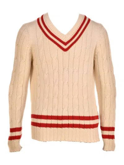 Fedeli Cable-knit V-neck Sweater In Neutral