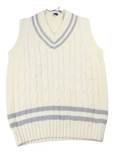 Fedeli Cable-knit V-neck Vest In Neutral