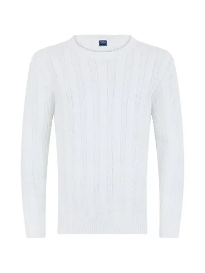 Fedeli Cable-knit Long-sleeve Sweater In White