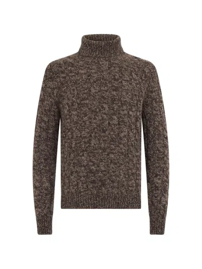 Fedeli Cable-knit Roll-neck Sweater In Brown