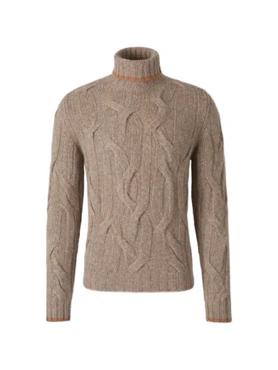 Fedeli Cable-knit Roll-neck Sweater In Gold