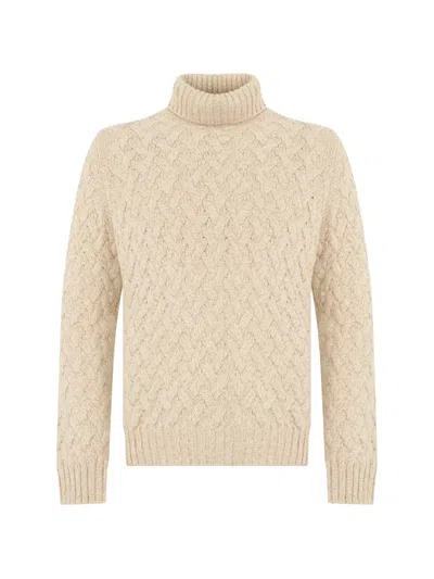 Fedeli Cable-knit Roll-neck Sweater In Neutral