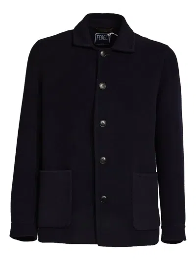Fedeli Cambridge Buttoned Jacket In Blue
