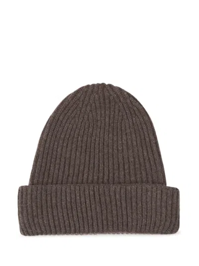 Fedeli Cashmere Knitted Hat In Brown