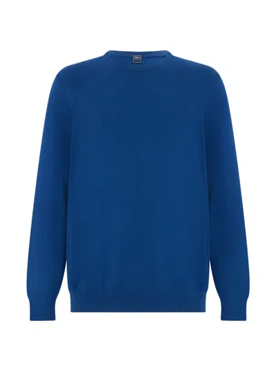 Fedeli Cashmere Crew-neck Sweater In Blue