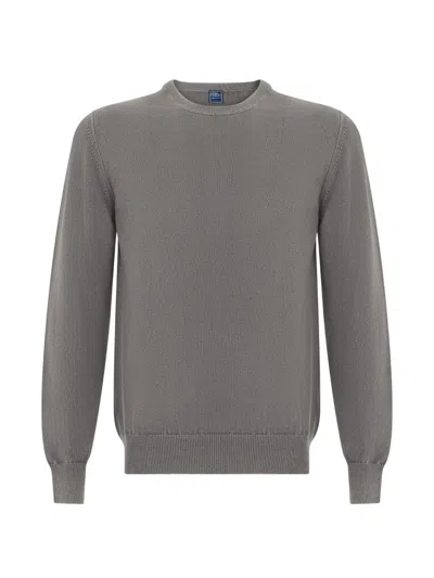 Fedeli Cashmere Crew-neck Sweater In Gray