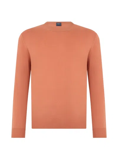 Fedeli Cashmere Crew-neck Sweater In Orange