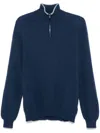 Fedeli Cashmere Half-zip Sweater In Blue
