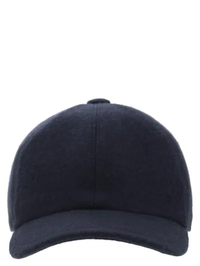 Fedeli Cashmere Baseball Hat In Blue