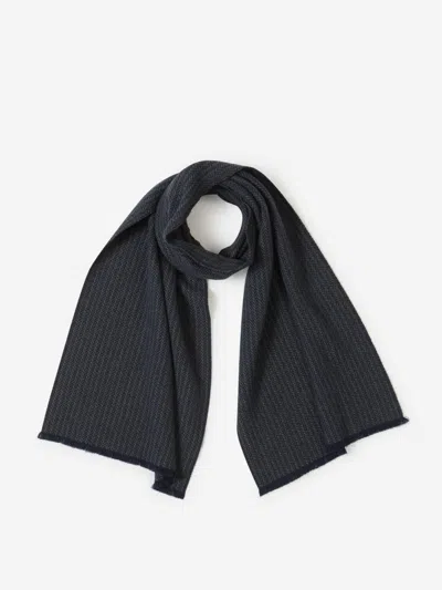 Fedeli Cashmere Knit Scarf In Midnight Blue