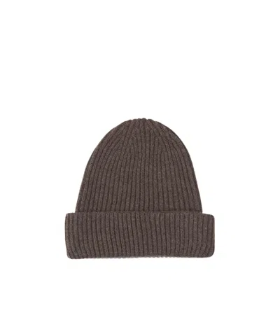 Fedeli Cashmere Knitted Hat In Brown