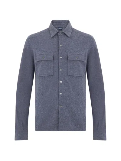 Fedeli Cashmere Long-sleeve Shirt In Blue